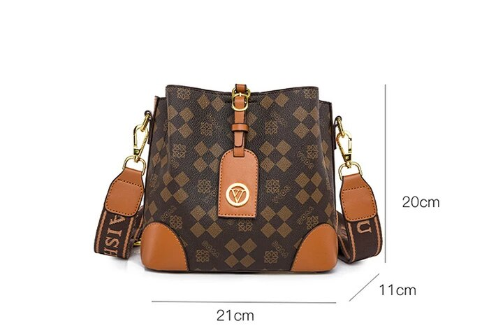 Ellovado Borsa a tracolla in morbida pelle di grande capacità per le donne Borse a tracolla con motivo monogramma Plaid Sac di alta qualità A491_voghion.com