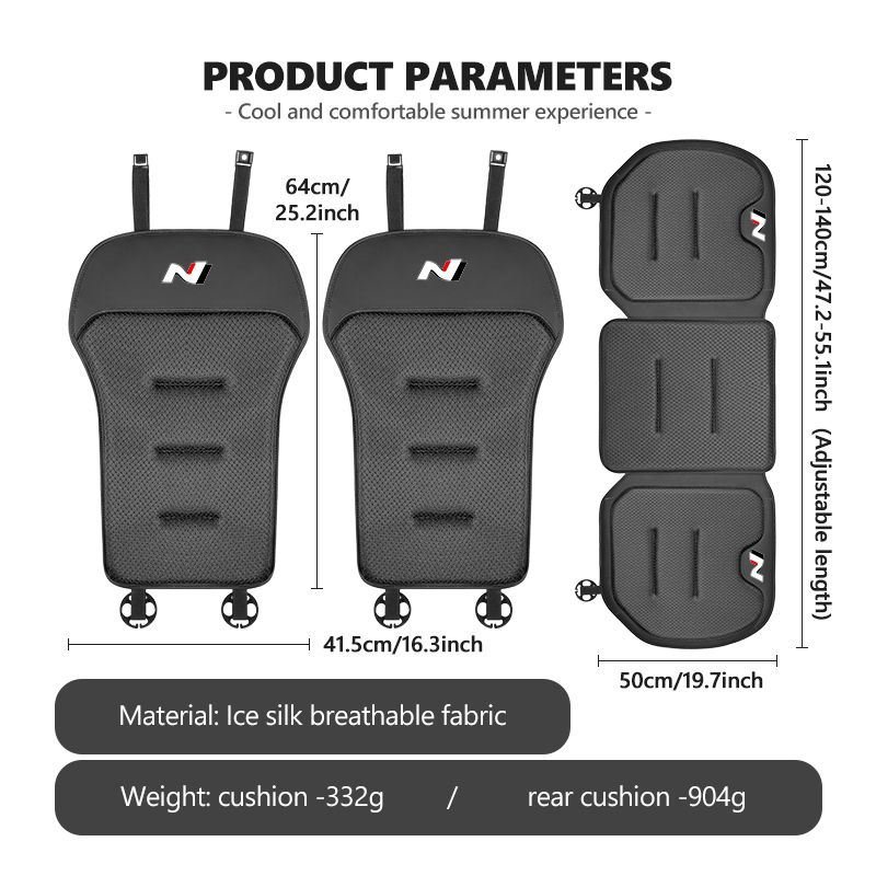 Autositzbezug aus Eisseide, Rückenlehnenkissen, Rücksitzschutzmatte für Hyundai Sonata I30 I20 Tucson Elantra Kona N Line_voghion.com