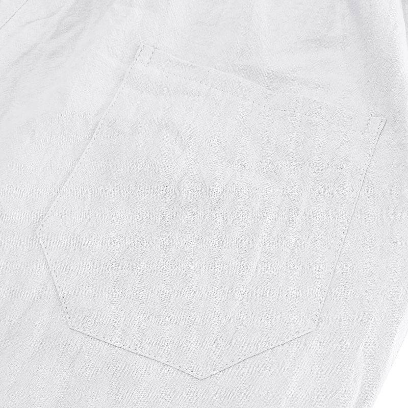 Polo da uomo estivo, casual, ampio, traspirante, in lino, con maniche corte e pantaloni a sette quarti_voghion.com