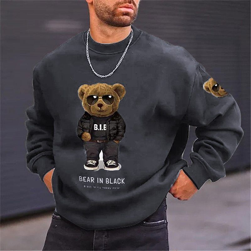 Herrenbekleidung 2024 Neues Herren-Sweatshirt mit Bären-Puppen-Print, langärmelige Jacke, Herbst- und Winter-Plüsch-Sweatshirt_voghion.com