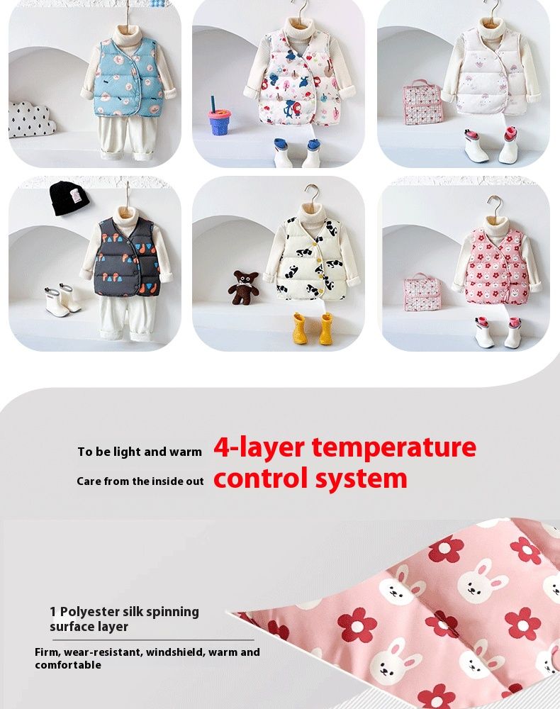 Baby Vest 90 White Duck Down Children's Light Thin Tank Top Outer Clothes for Boys Girls Autumn and Winter Camry_voghion.com