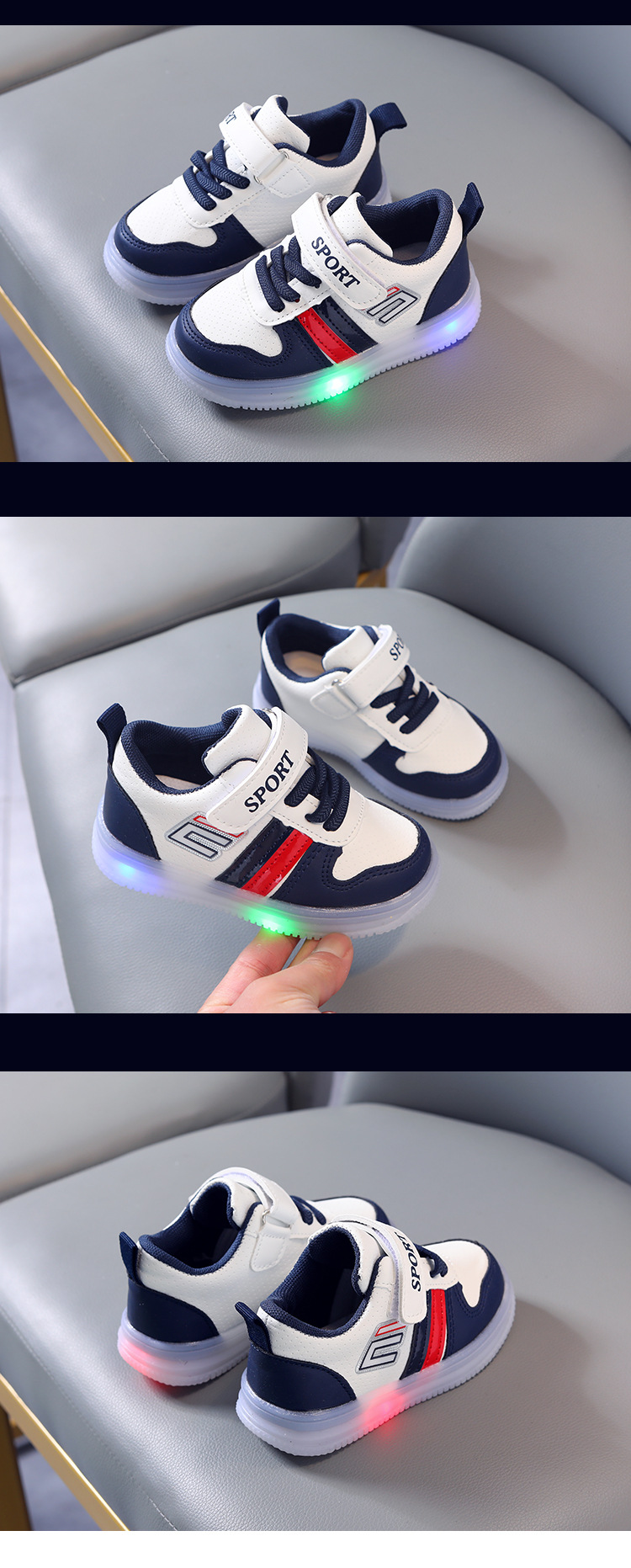 Boys' Casual Shoes Spring And Fall Velcro Soft Soled Children's Board Shoes Girls' Led Light Shoes_voghion.com