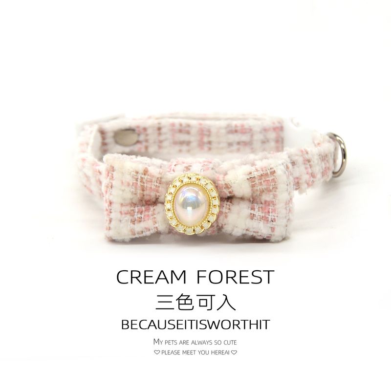Collier mignon pour chat, style princesse, orné de perles et d'un nœud papillon ; ajustable pour petit chien ; anti-suffocation_voghion.com