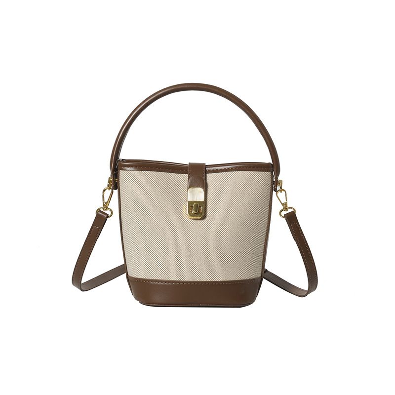 Damen Neue Mode Trendy Handtasche Eimer Nischendesign Farbblock Patchwork Schulter Umhängetasche_voghion.com