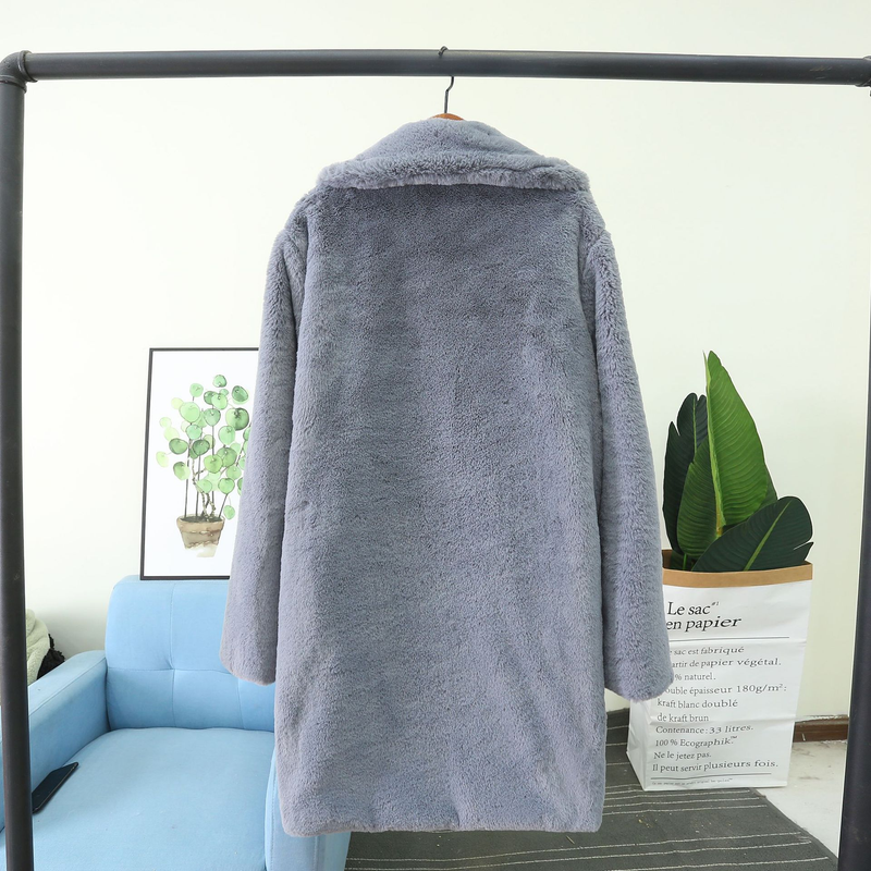 Damenbekleidung, Nachahmung aus Kaninchenfell, Anzug, Nachahmung, Pelzmantel, Kleidung, lockeres, flauschiges, weiches Kaninchenfell_voghion.com