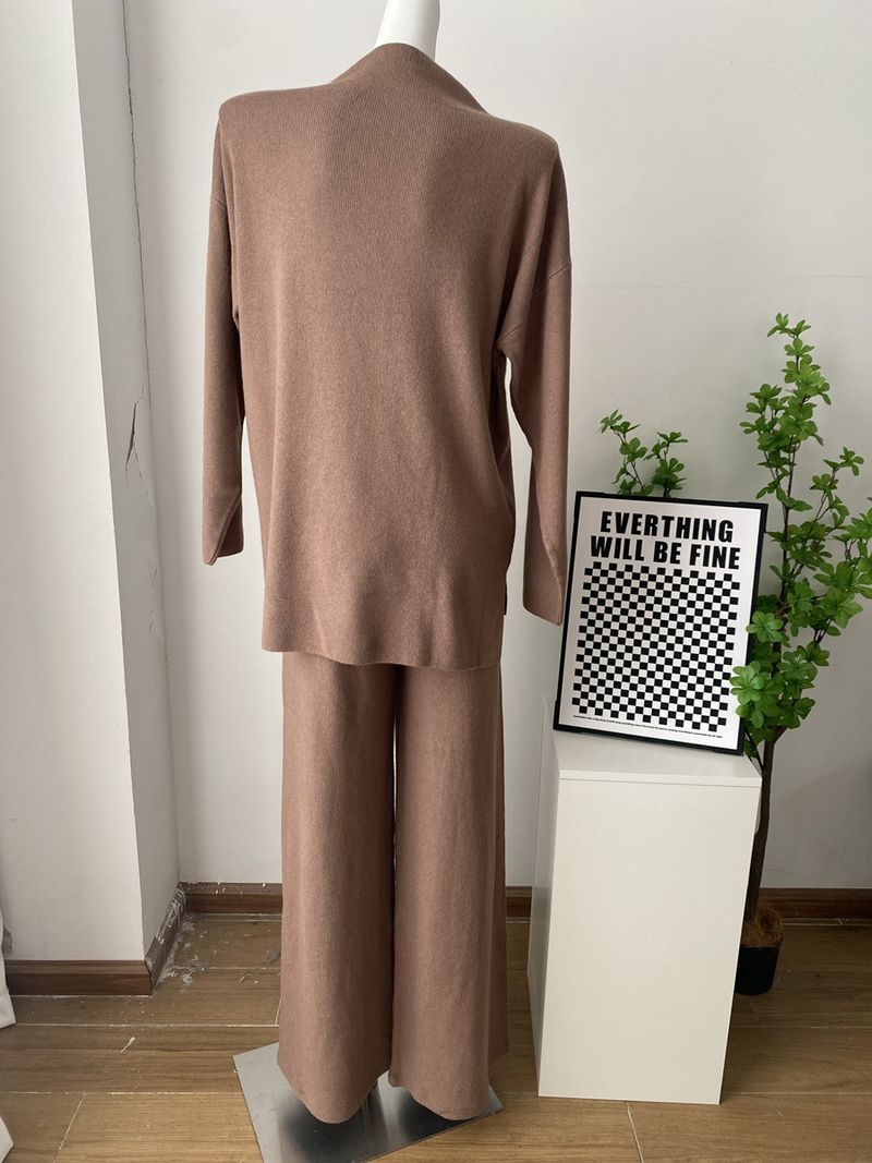 Maglione lungo e largo casual con maniche russe per autunno e inverno, per donna, con spacco_voghion.com