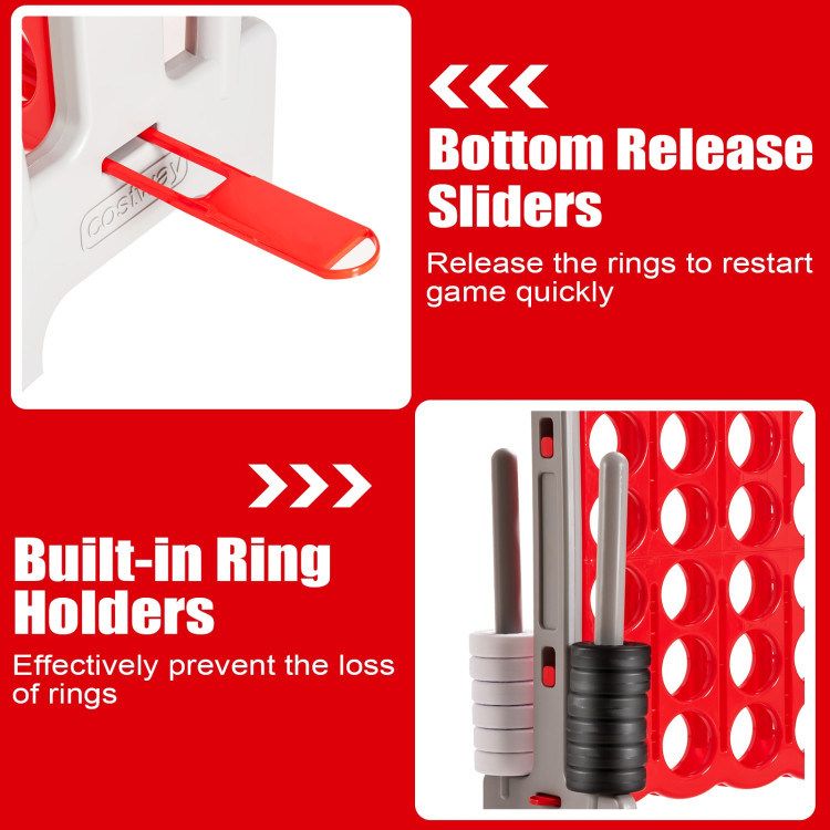 3.5 Feet Tall Jumbo 4 to Score Giant Game Set with 42 Jumbo Rings_voghion.com