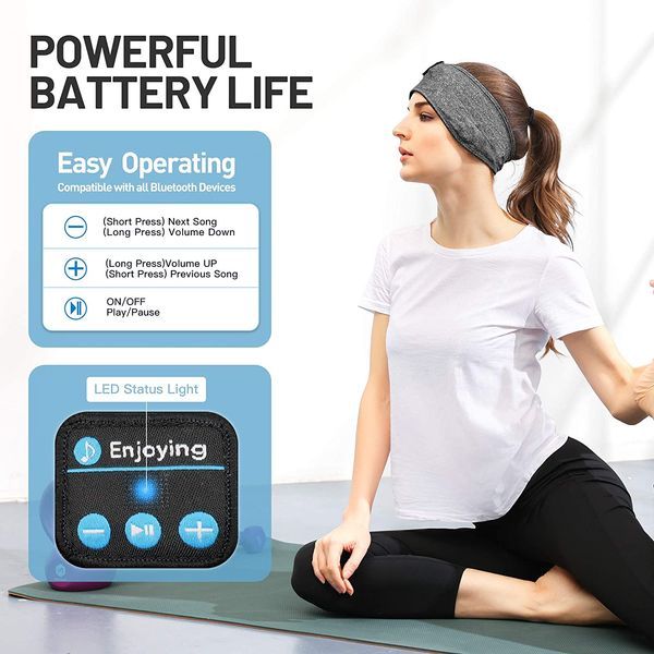 Fone Bluetooth Earphones Sports Sleeping Headband Elastic Wireless Headphones Music Eye Mask Wireless Bluetooth Headset Headband_voghion.com