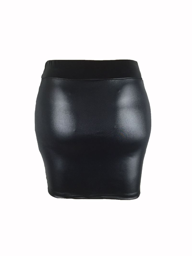 Women's imitation leather bottoming skirt, matte imitation leather skirt, imitation pu hip-covering skirt, summer skirt_voghion.com