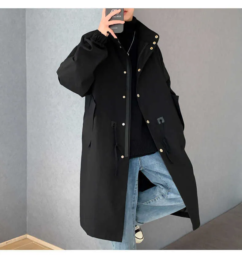 Cappotti da uomo alla moda con colletto rovesciato, tinta unita, trench, autunno inverno, monopetto, finto, 2021, giacca a vento casual_voghion.com