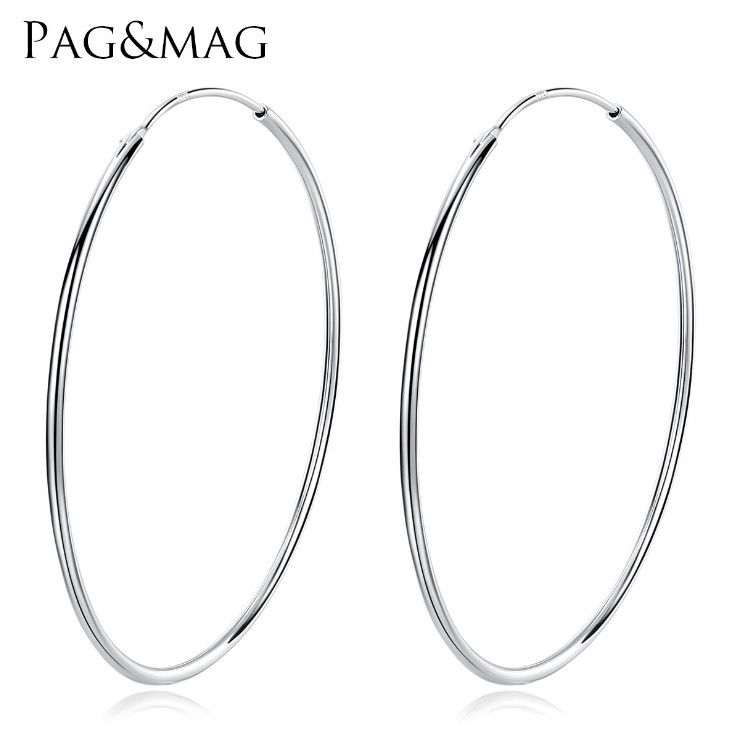 SOLID STERLING SILVER PLAIN 1MM THICK ROUND ENDLESS HOOP EARRING 8-70MM PE16_voghion.com