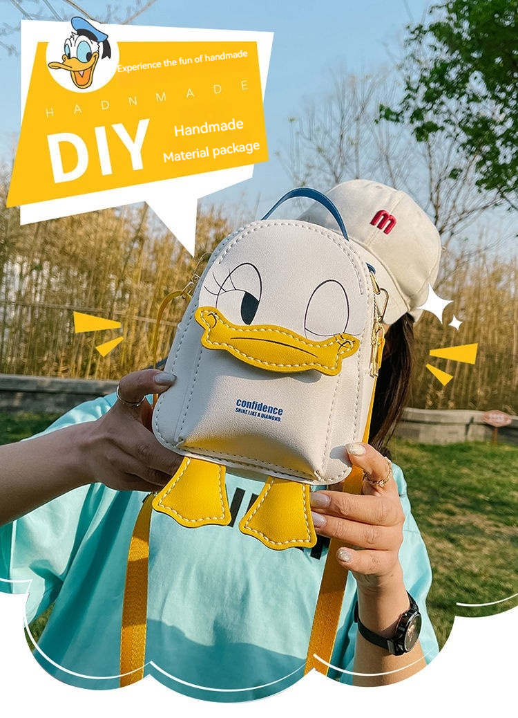 DIY Weiblicher Cartoon, handgemachte gewebte selbstgemachte Materialtasche, süßer Rucksack, Geschenk für Freundin_voghion.com