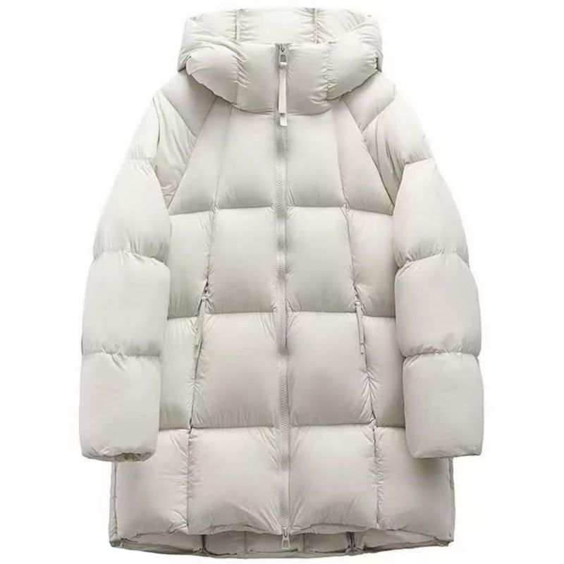 Women's Clothing Ultra-Light Puffer Hooded Coat For Women - Mid-Length Winter Jacket With Cloud-Like Warmth, Straight Cut, Zipper Closure_voghion.com