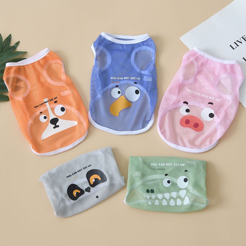 Dog Clothes Spring Summer Cool Mesh Bichon Golden Retriever Corgi Thin Breathable Cartoon Print Vest XS-6XL_voghion.com