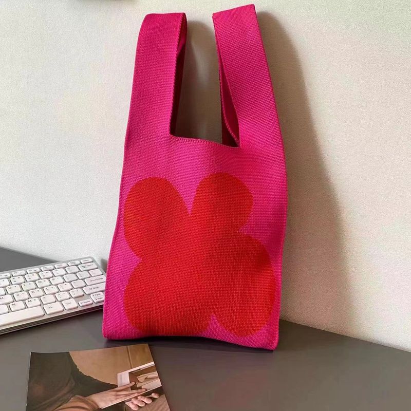 Borsa di lana alla moda, semplice borsa lavorata a maglia, borsa a tracolla, borsa a tracolla con fiori_voghion.com