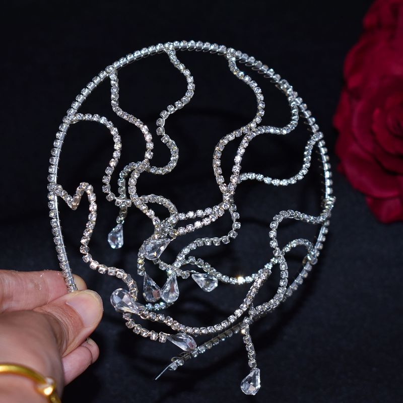 Cerchietto per capelli da sposa con strass, fatto a mano, pieghevole, modellabile, accessori per capelli_voghion.com