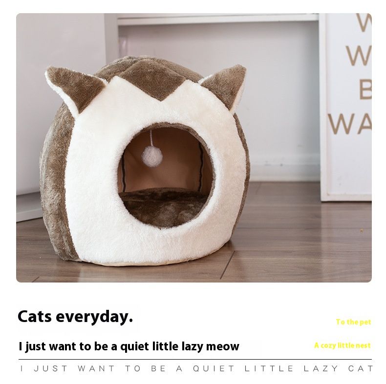 Pet Four Seasons Universal Cartoon House Removable and Washable Dog Winter Warm Cat Nest_voghion.com