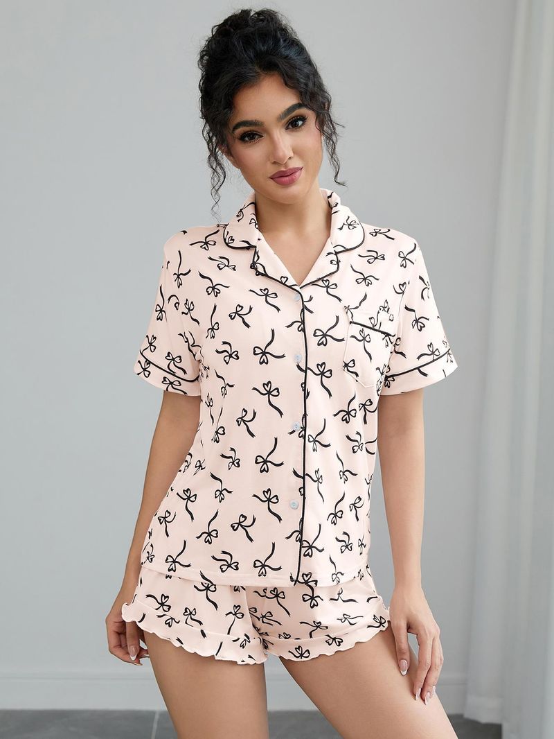 Women's Summer Sleepwear Set – Short Sleeve Top & Shorts – Soft Milk Silk Fabric – Comfortable Home & Outdoor Loungewear_voghion.com