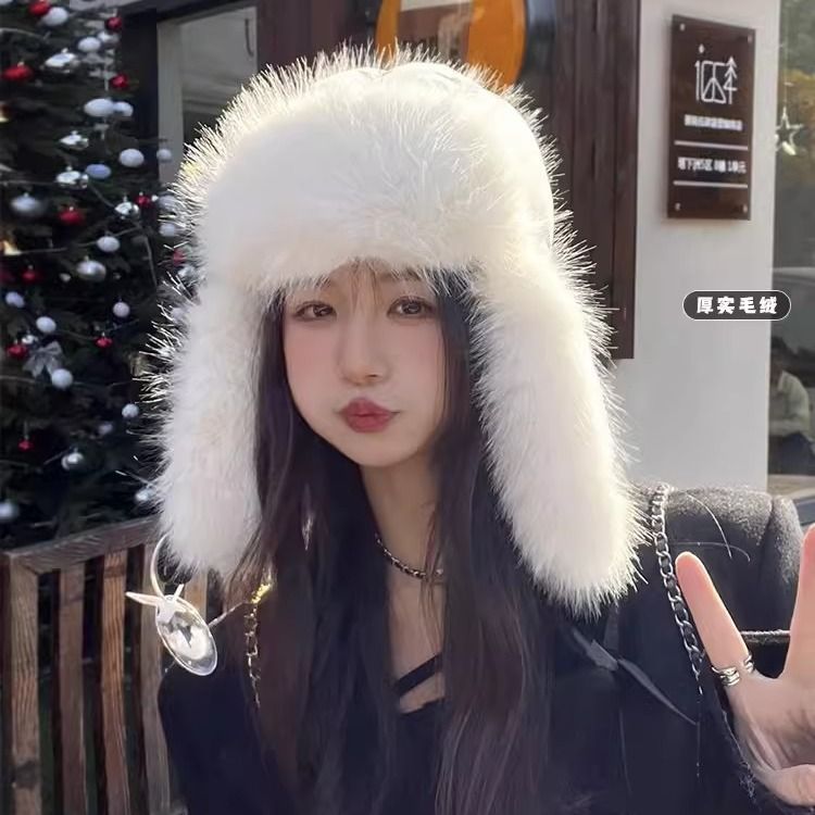 Maschera calda foderata in pile ispessito migliorato Lei Feng per donna Protezione per le orecchie da sci invernale all'aperto Nord-est a prova di freddo_voghion.com