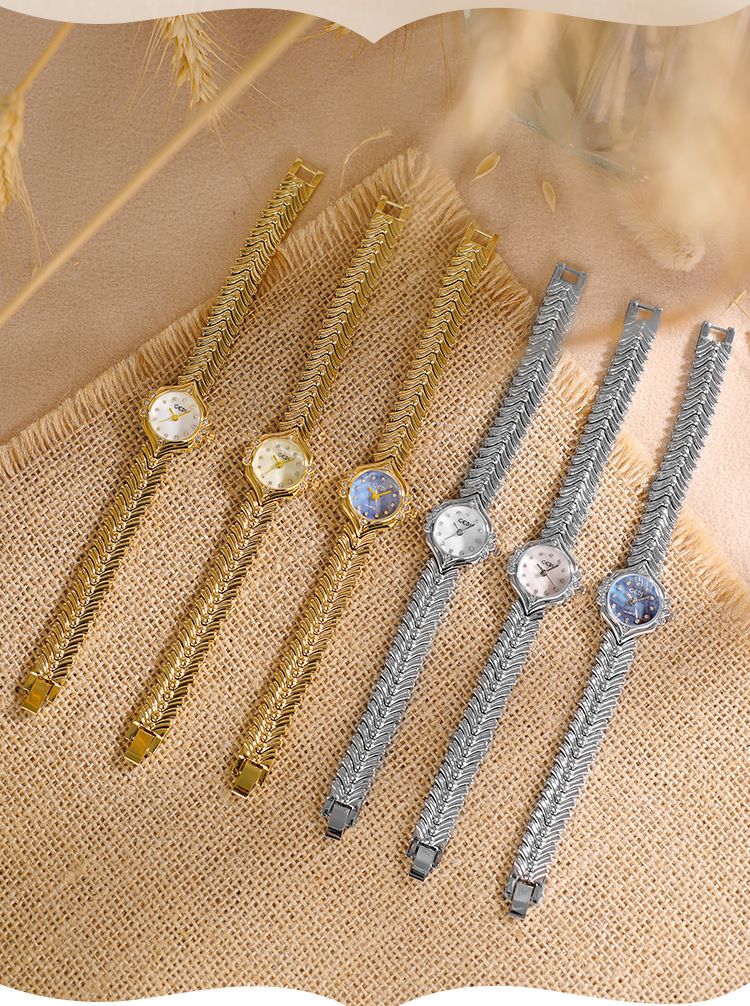 Damen-Quarzuhr, modische Armbanduhr mit Diamanten, Perlmutt-Hilfszifferblatt, Fischschwanzarmband, luxuriöses Design_voghion.com