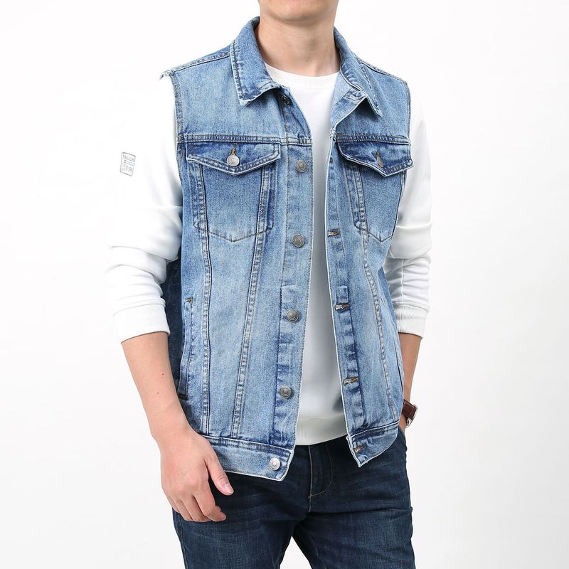 Herrenbekleidung Herbst Jeansweste Herren Retro Trend Jacke Große Größe Weste Mittleren Alters Baumwolle Multi Pocket Weste Herren_voghion.com