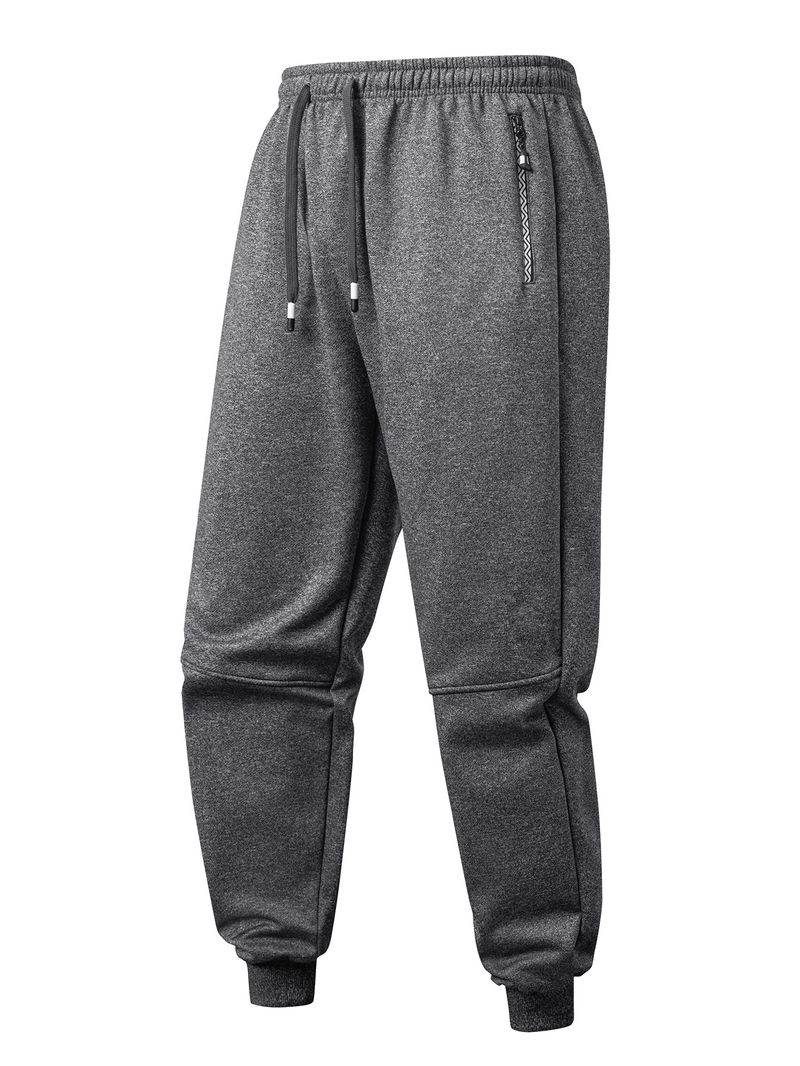 Men's Fleece-Lined Jogger Pants Winter Warm Loose Fit Elastic Waist Casual Sweatpants For Men_voghion.com
