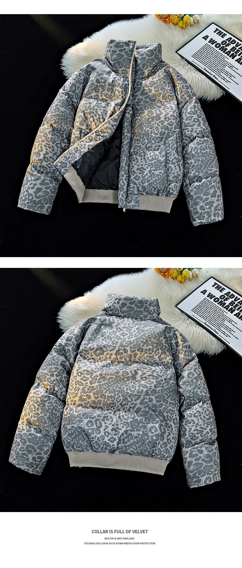 Manteau rembourré en polyester épais et ample pour femme, veste d'hiver chaude à fermeture éclair, vêtement d'extérieur surdimensionné, style streetwear, noir et kaki_voghion.com