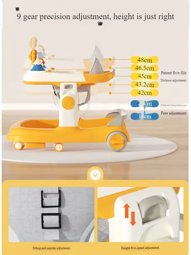 Babywalker Multifunctionele anti-O-been anti-omrol babywalker voor 6 tot 18 maanden_voghion.com