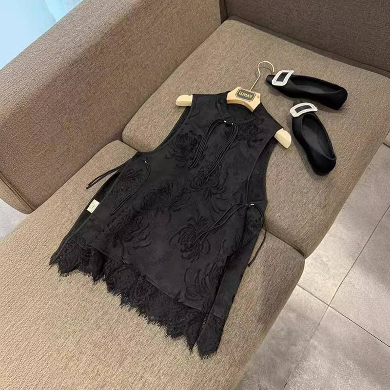 Îmbrăcăminte pentru femei, costum nou în stil chinezesc, costum Tang, tendință națională, costum negru, două piese, îmbrăcăminte pentru femei, vară nouă 2024_voghion.com