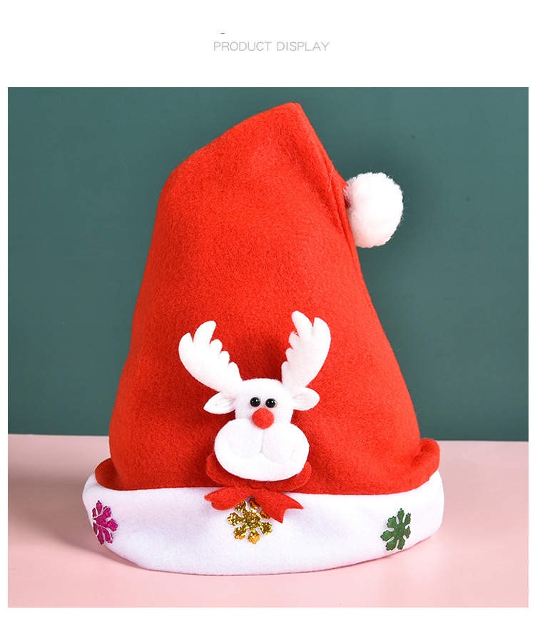 Gorro navideño, gorro navideño rojo de Papá Noel para adultos, gorro luminoso estampado, gorro de Papá Noel para niños, suministros de decoración_voghion.com