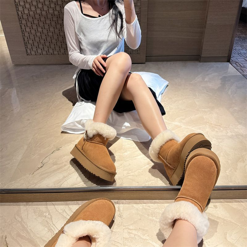 Tasman Slippers Tazz Mustard Seed Platform Classic Ultra Mini Boot Sand Chestnut Fur Slides Sheepskin Winter Women Men Slip-on Shoes Suede_voghion.com