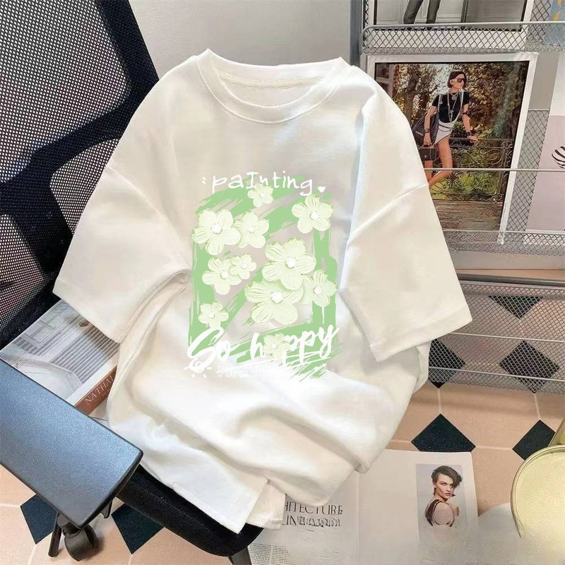 Men's Clothing summer couple short sleeved T shirts with bear prints loose five point sleeves T shirts with large sizes and short sleeves_voghion.com