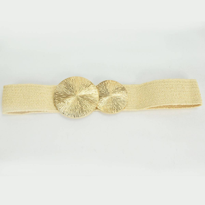 Cinturones de mujer, nuevos cinturones para faldas largas, de vestir, de algodón y lino trenzado dorado, con hebilla metálica y cierre de cintura._voghion.com