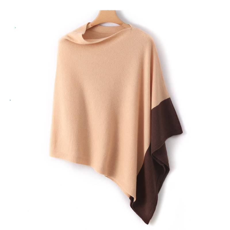 Women's Irregular Cape Sweater 100% Wool, Shawl, Low Collar Sunscreen Shirt, Wide Knit Top For Spring And Summer_voghion.com