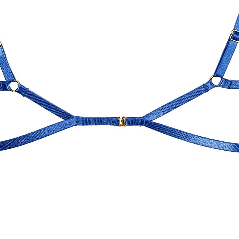 KOOSSOASIS Ensemble soutien-gorge de lingerie sexy pour femme, bleu sirène, poitrine exposée, soutien-gorge en acier, bonnet CD, grande sangle de poitrine_voghion.com