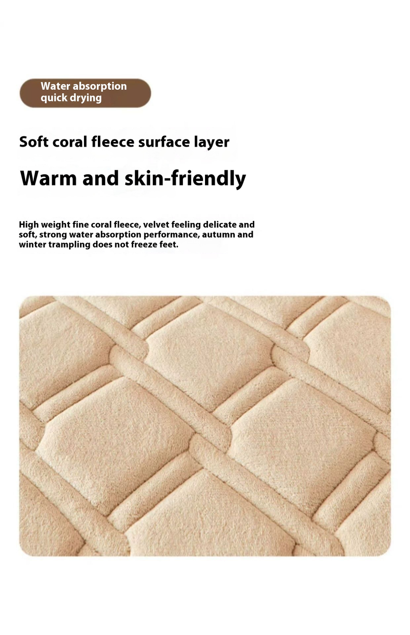 Pluche koraalfleece badmat - extra dikke absorberende sponsmat voor badkamer, toilet en wastafel (antislip, snel drogend, machinewasbaar)_voghion.com