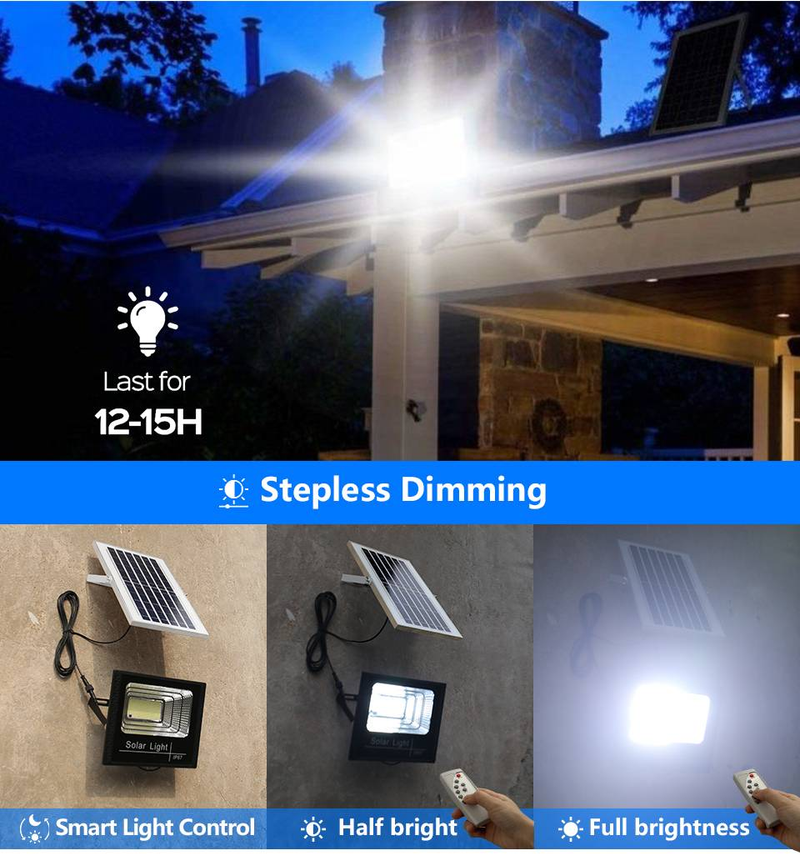 Luz solar LED para jardim externo, holofote luminoso à prova d'água, escada, parede, luz solar, luz de escurecimento/tempo/controle remoto_voghion.com