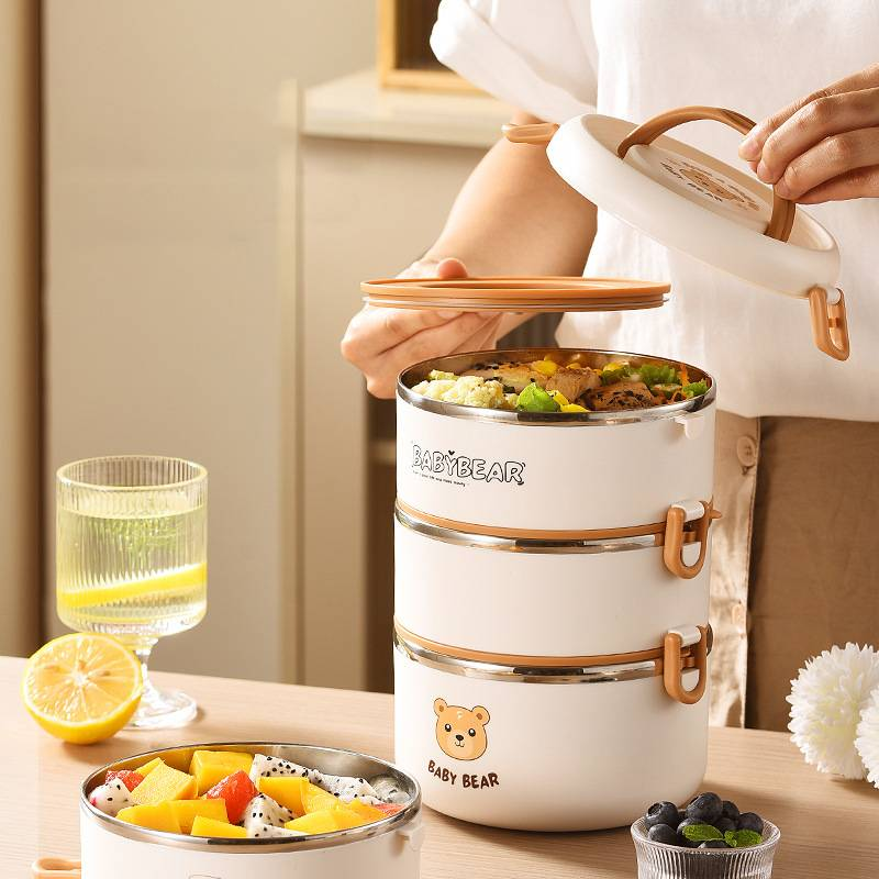 Portable, Leak-proof, Stackable Stainless Insulated Lunch Box, Three-layer Insulated Bento Box, Food Container With Insulated Bag And Folding Spoon_voghion.com