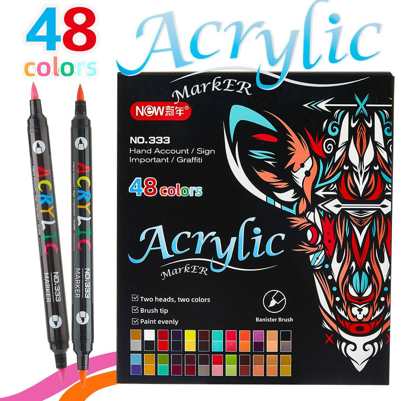 Marqueurs acryliques à double pointe, séchage rapide et couleurs vives, parfaits pour le bricolage, les graffitis, les croquis et l'aquarelle - Lot de 12/24/36 marqueurs_voghion.com
