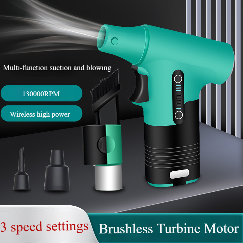 13W RPM Turbo Handheld Fan With Rechargeable Battery - Powerful Portable Blower For Camping, Outdoor & Home Use (Grey/Orange/Yellow/Green)_voghion.com