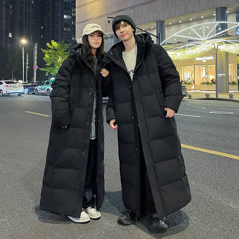 Herrenbekleidung Unisex Übergroße Winterjacke im koreanischen Stil – Wasserdichter, winddichter, ultrawarmer Daunenmantel mit 600+ Fill Power (Schwarz, Cremeweiß)_voghion.com