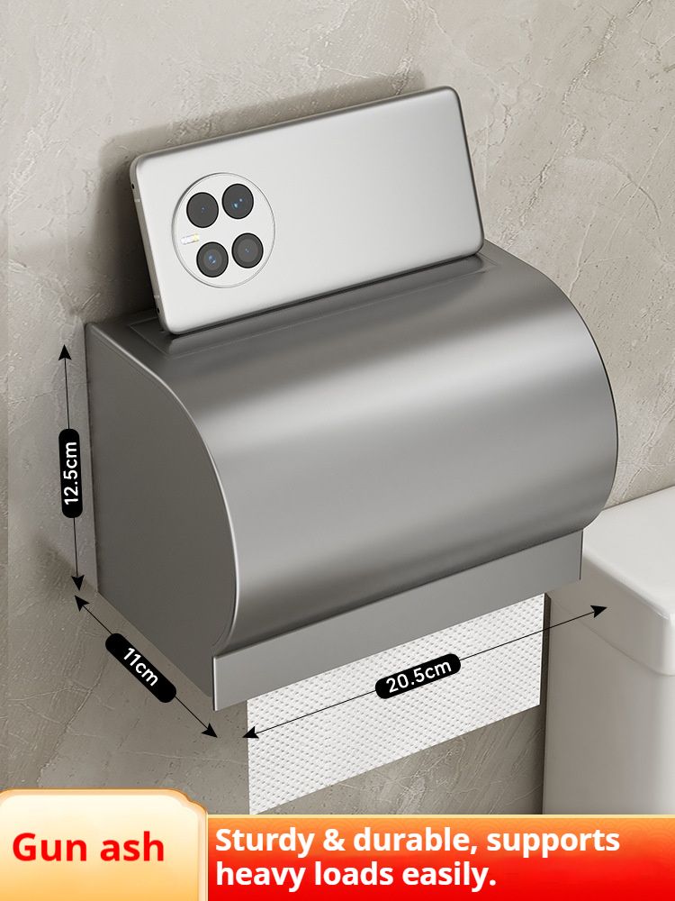 Modern Wall-Mounted Toilet Paper Holder – Rustproof & Waterproof, No-Drill Adhesive Mounting, Space-Saving Bathroom Organizer_voghion.com