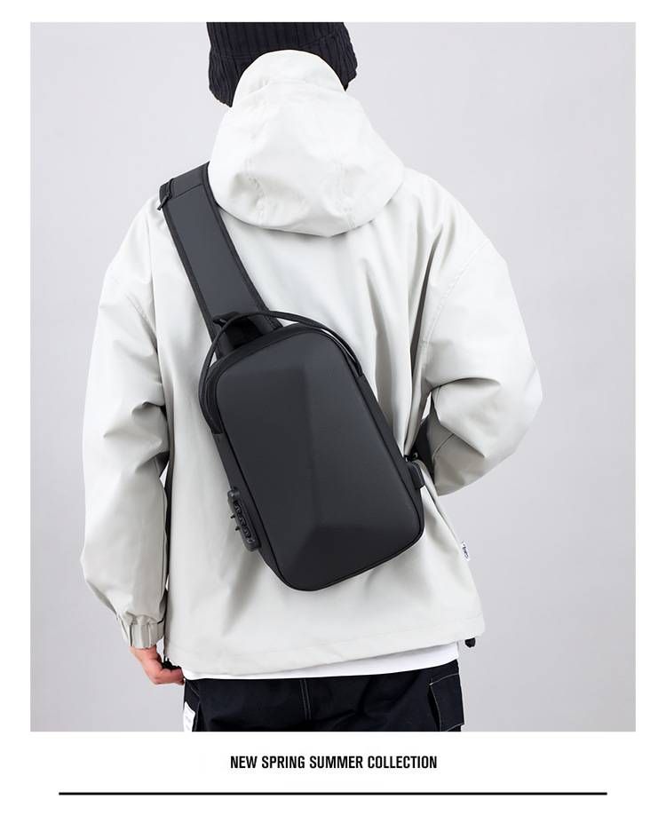 Men's Chest Sling Bag - Ultra-Light Nylon Crossbody Pack For Daily Use & Riding, Compact & Durable, Black/Grey/Navy_voghion.com