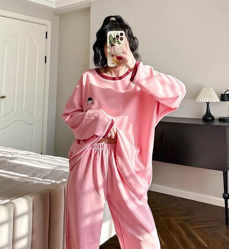 2025 Autumn/winter Home Suit Set, Long Sleeved Sleepwear Set, Can Be Worn Externally, Sports Suit, Long Pants, Casual Cartoon Pullover_voghion.com