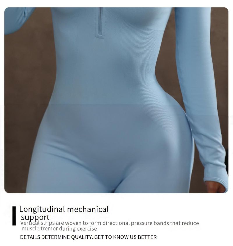 Seamless High-Waisted Yoga Bodysuit With Built-in Bra - Stretchy Workout Jumpsuit For Women, Tummy Control & Booty Lift, Zip Front For Easy Wear_voghion.com