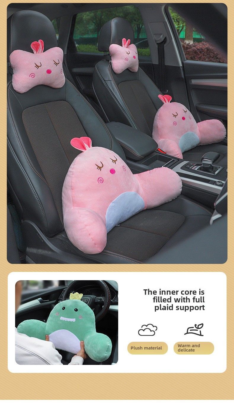 Pernă de gât auto pentru tetiera auto, pernă de pluș drăguță cu desene animate creative pentru femei, pernă pentru scaun auto, pernă pentru talie auto_voghion.com