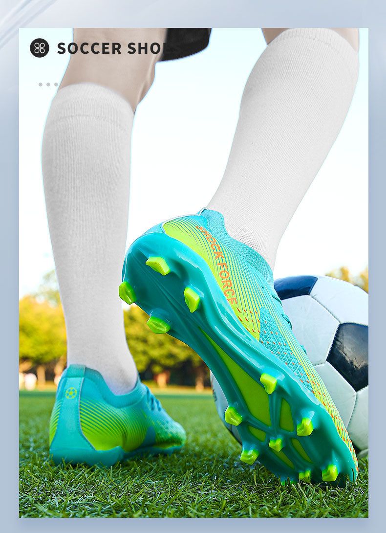 Zapatillas de fútbol para niños AG con tacos largos y cortos para estudiantes, de césped artificial para interiores, para competición y entrenamiento_voghion.com