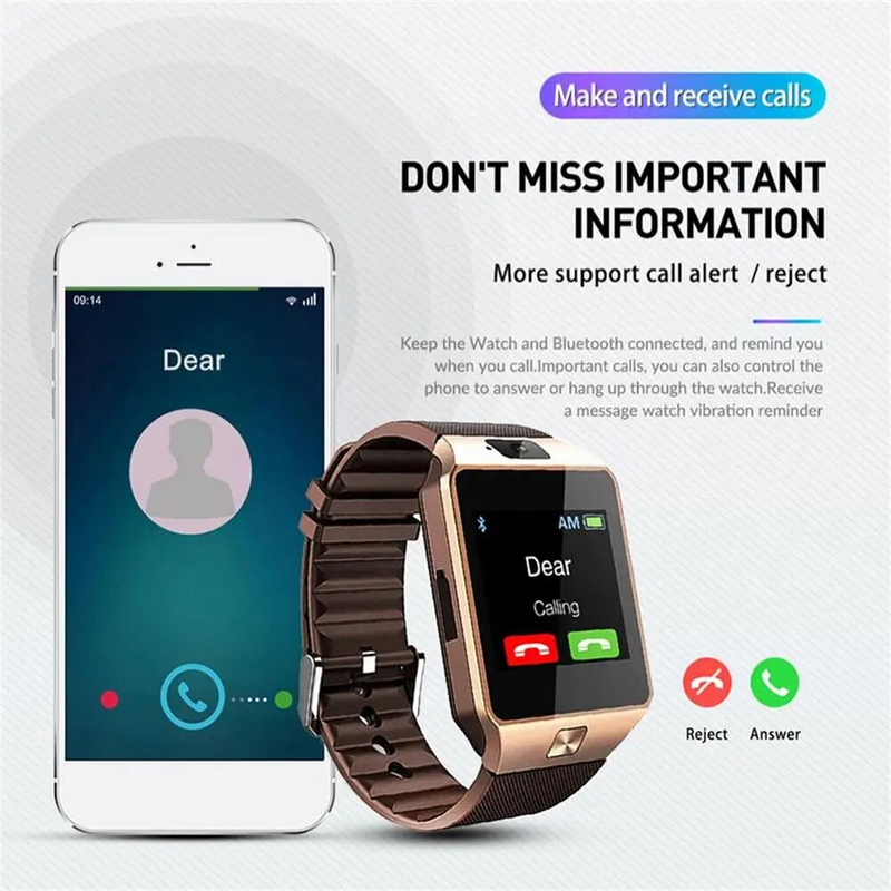 DZ09 Horloge Fiess Tracker Smart Watches 1,56" HD Kleurenscherm Smartwatch Extra lange batterijduur Slaapmonitor_voghion.com