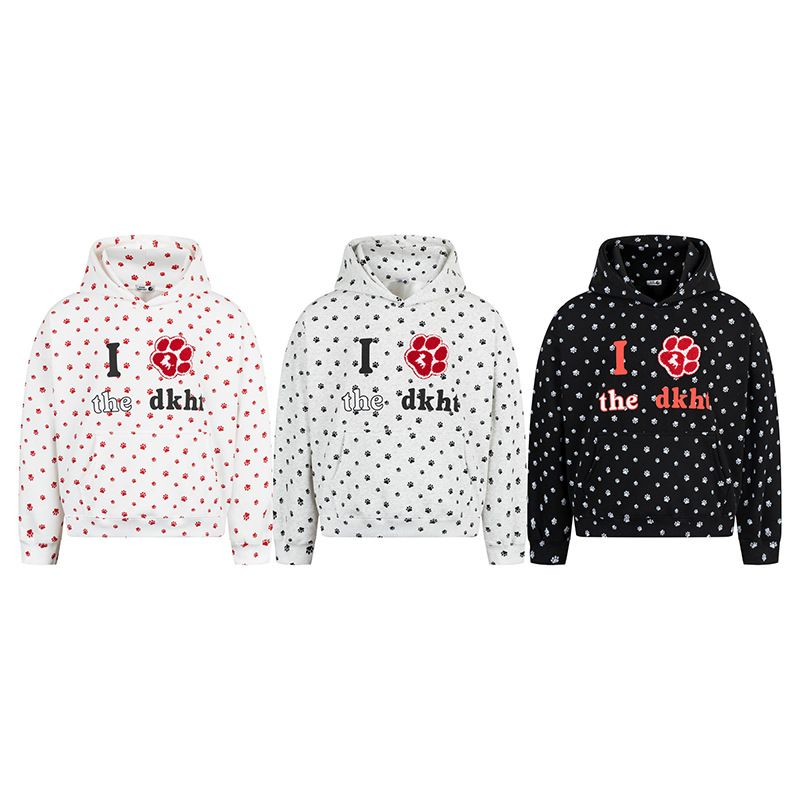 2025 New American Heart Dog Footprint Slim Fit Hooded Sleeve Sweatshirt For Women Spring Long Style_voghion.com