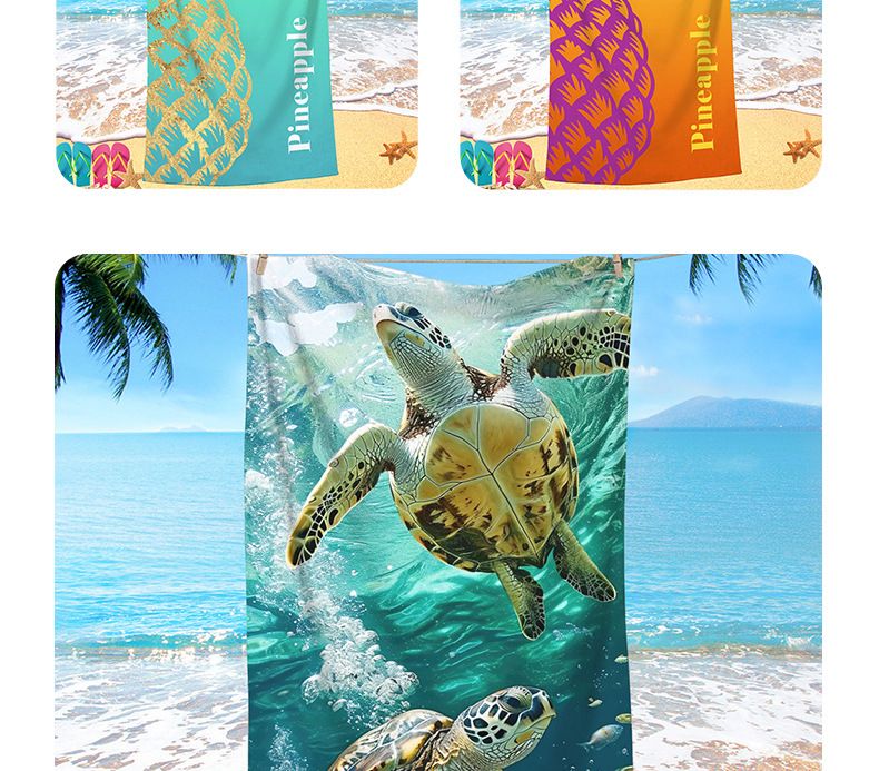 Schildkröten-Wärmeübertragungs-Digitaldruck, saugfähiges großes Handtuch am Meer, gestreiftes Strandtuch aus ultrafeinen Fasern, Rosenbad_voghion.com